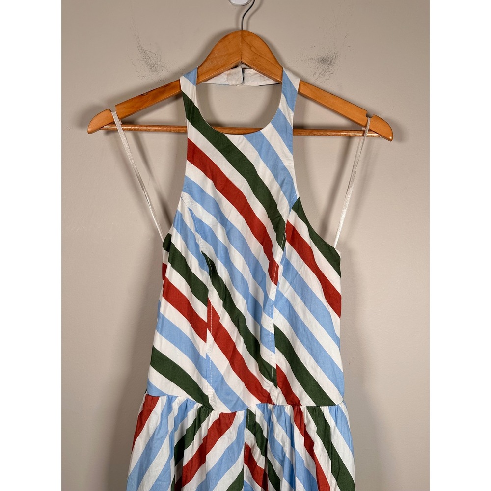 Maeve Halter Midi Dress Womens S Multicolor Striped Cotton Fit & Flare sundress - Picture 3 of 8